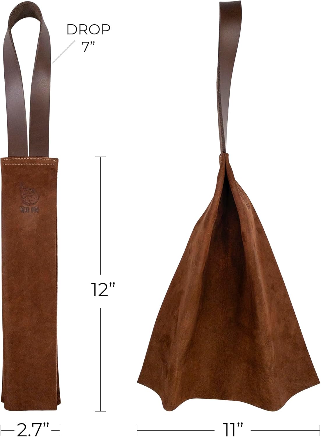 TACO DOG, Dog Chew Sheet Toy for Active Chewers, Alternative Chew Accessory for Puppies, Full Grain Leather, Handmade, Bourbon Brown