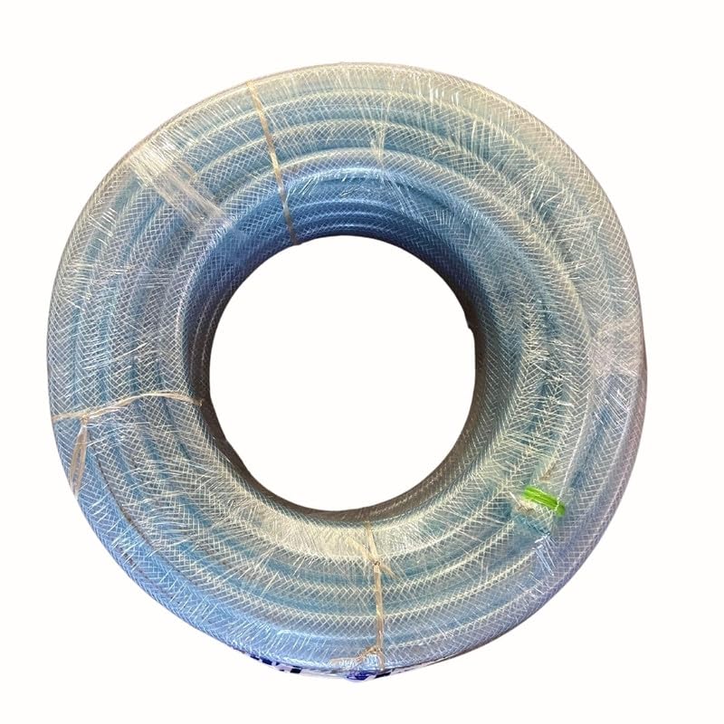 Image of PIK Premium PVC Multi-layered Heavy Duty Braided water Hose pipe - Size 3 /4 inch, 30 Meters long, White Transparent color | Gardening, Cleaning, Indoors & Outdoor use