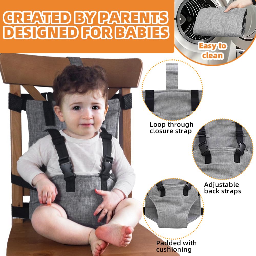 Harnais Chaise Haute Bébé, Ceinture de Sécurité Bébé Repas, Portable Voyage Lavable, Siège 6 Mois à 3 Ans