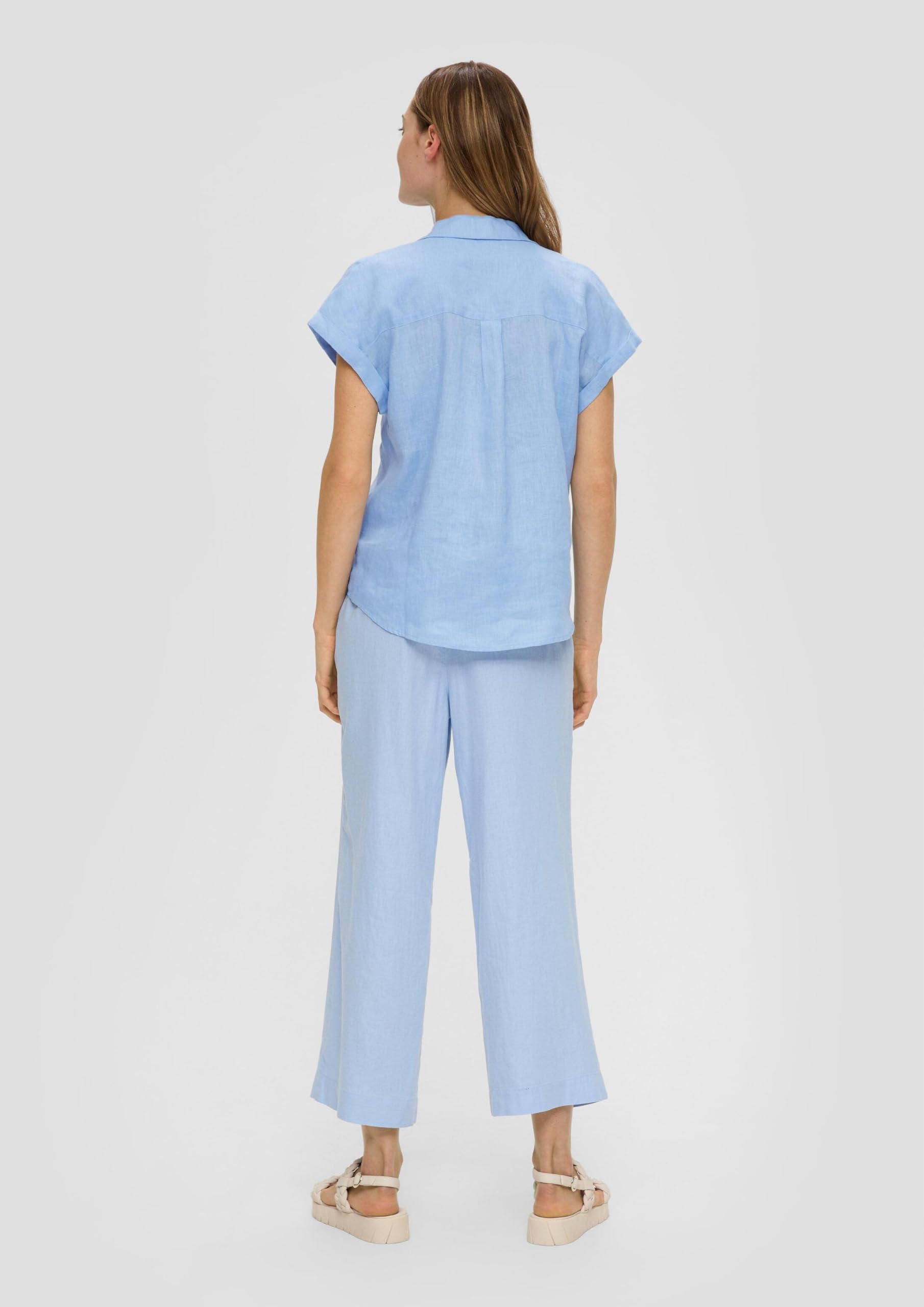 s.Oliver 2147437 Camicia in Lino, Maniche Corte Donna (Pacco da 1)