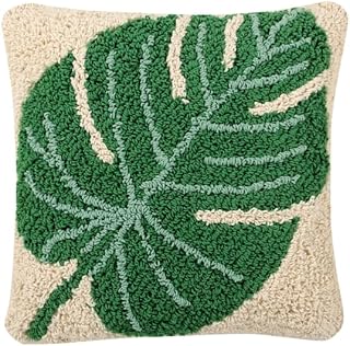 Lorena Canals Monstera Cojín, Algodón, Poliéster, Verde, 38 x 38 x 30 cm