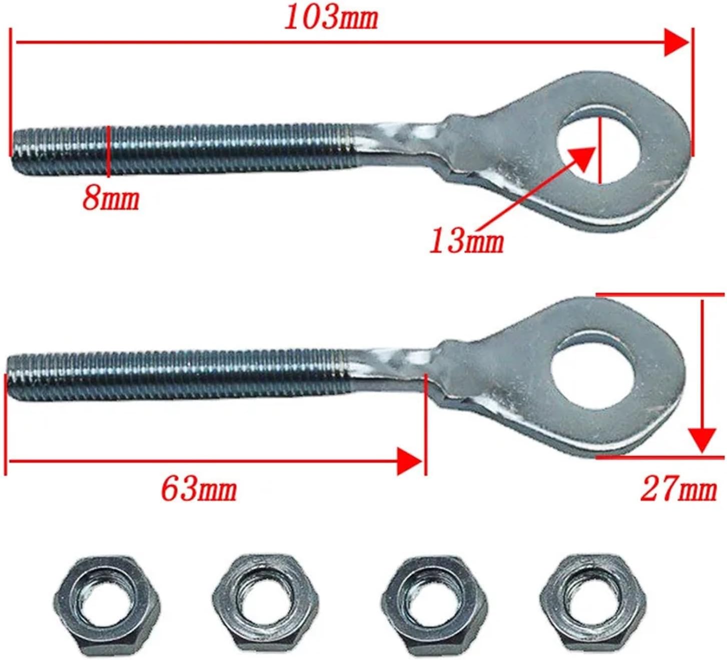Bike Chain Tensioner 0.4" Chain Adjustable Tensioner Wheel Axle Adjusters Pull Tight Screw