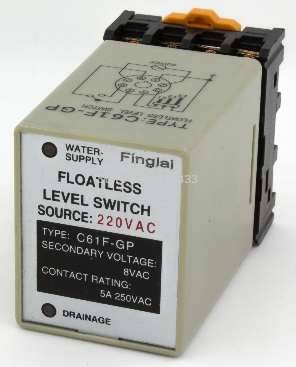 Shomy C61FGP AC 220V floatless level switch/relay with socket base