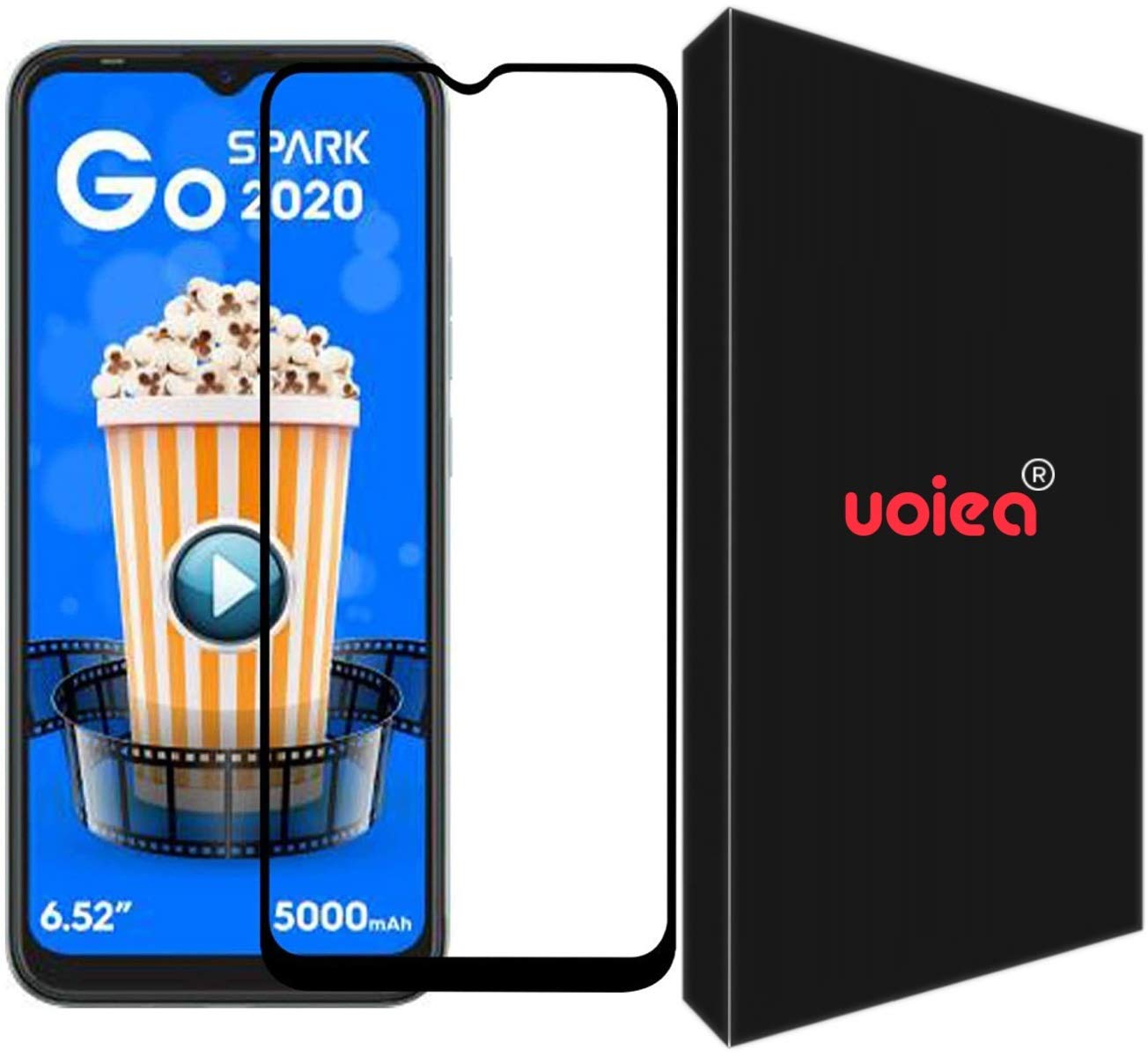 UoieaUoiea Tempered Glass For Tecno Spark 6 Go-with installation kit - Black