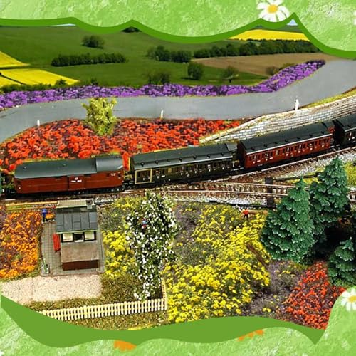 Warmtree 10 Colors, 40 Pcs Miniature Colorful Flower Cluster Self Adhesive Flower Static Grass Tufts for Train Landscape Railroad Scenery Sand Military Layout Model Miniature Bases Diorama Supplies - Image 9