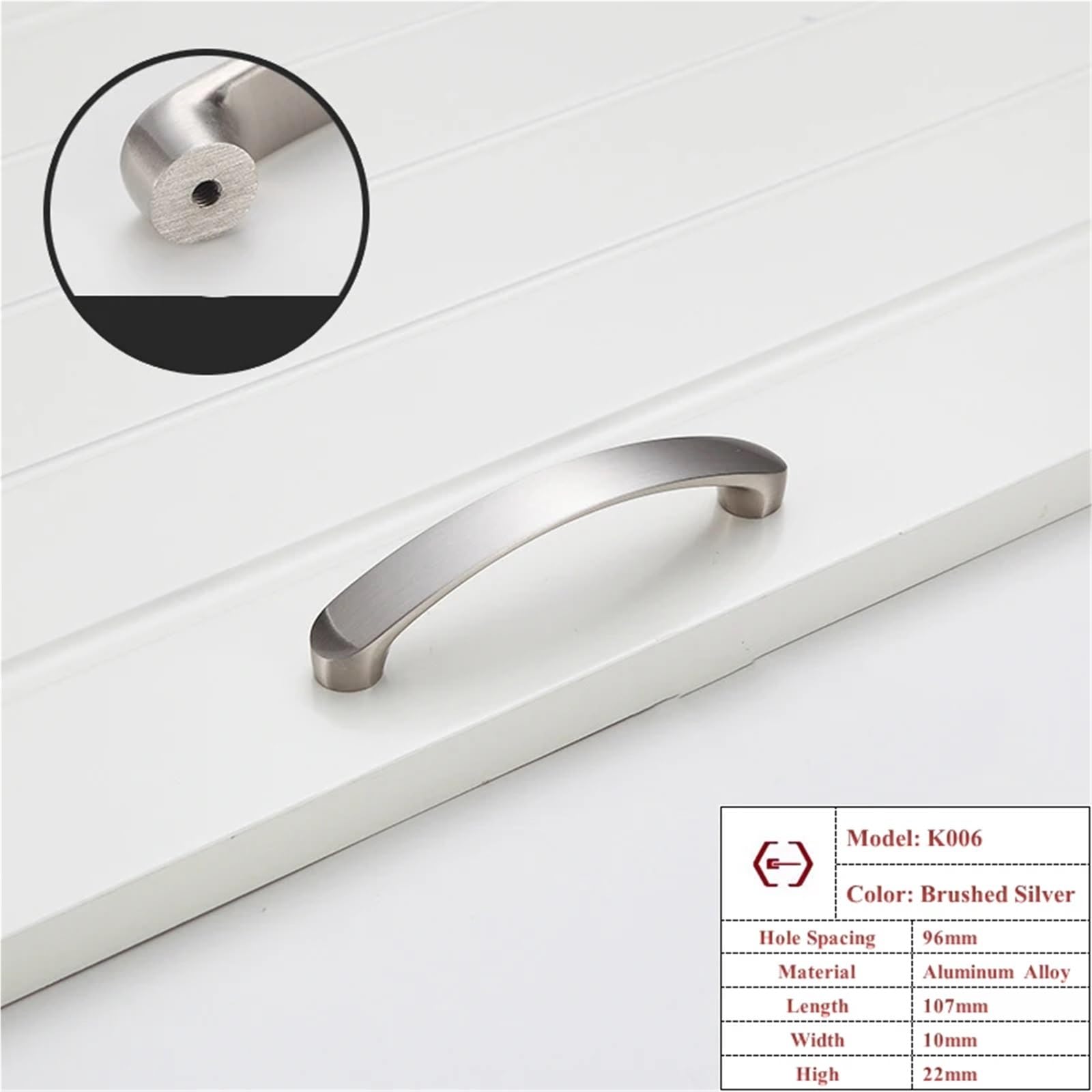 DFLPBHAV Brushed Furniture Cabinet Handles Modern Minimalist Kitchen Drawer Wardrobe Door Handles Hardware Dresser Knobs 1Pcs(Silver 96mm)