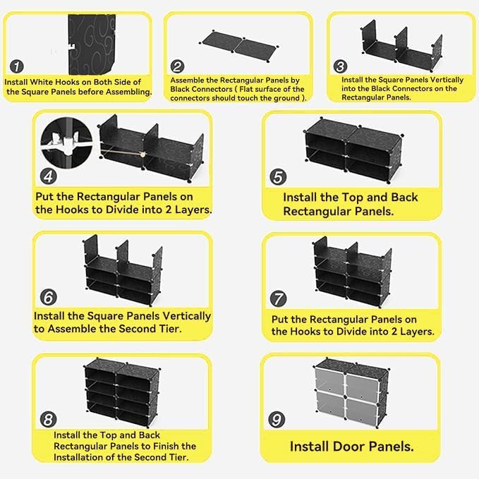 Miniatura 4 de Organizador de zapatos portátil de 12 niveles, 72 pares, 36 rejillas, gabinete de almacenamiento expandible apilable con puerta para tacones, botas,
