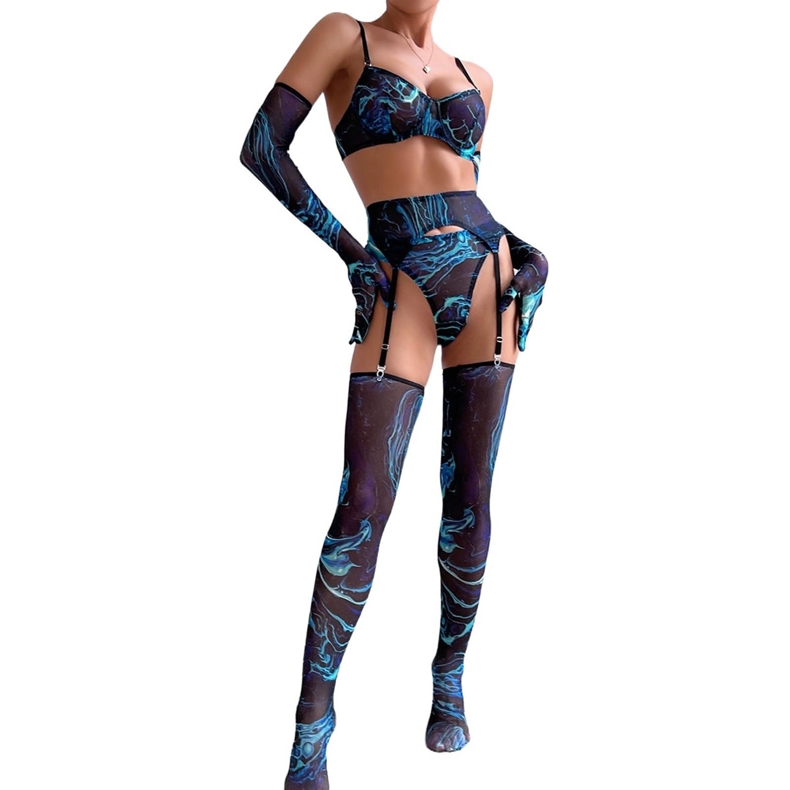 Set di Lingerie Sexy da Donna con Reggicalze Set di Lingerie Sexy per Reggiseno E Slip da Donna