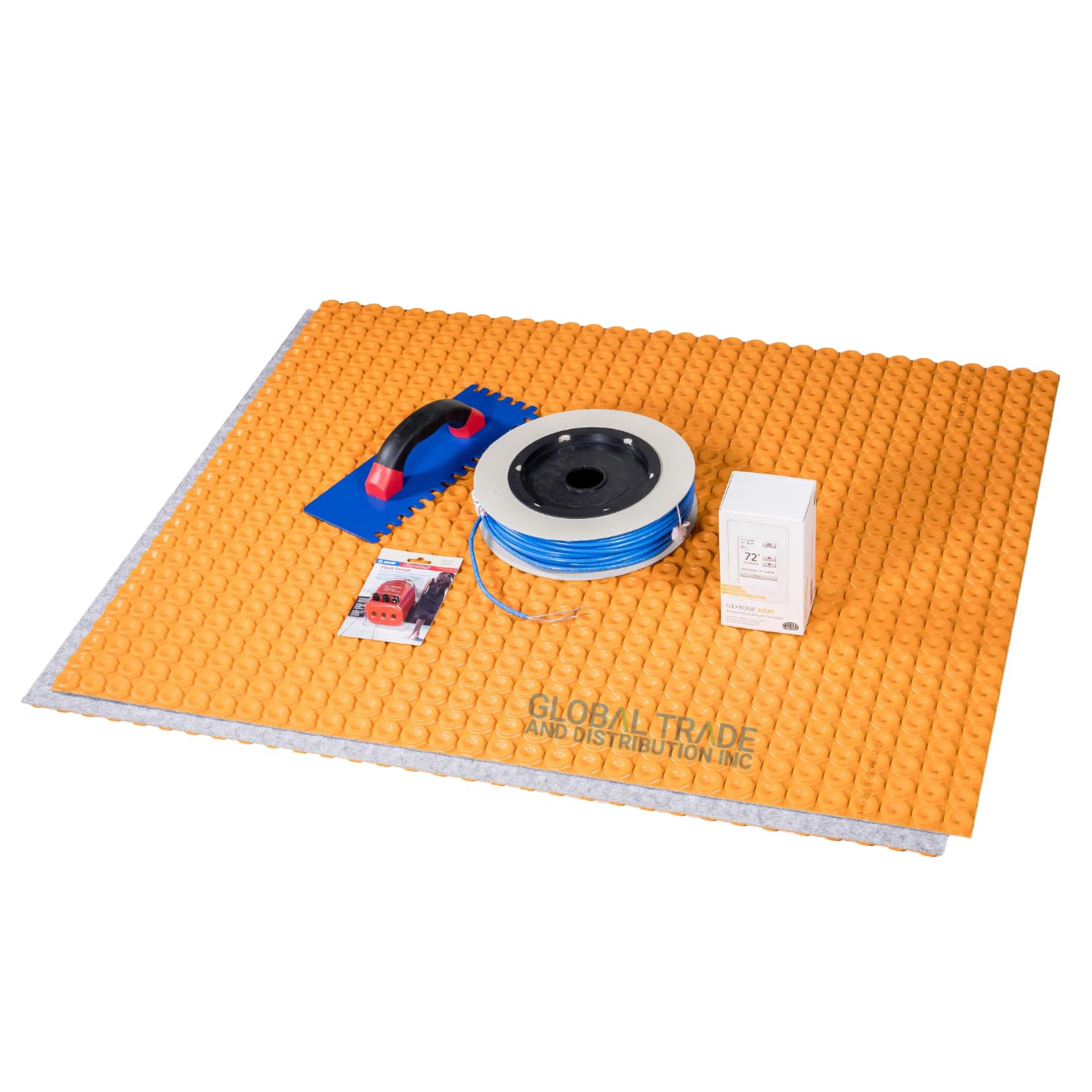 ARDEX FLEXBONE - Radiant Electric Floor Heating System 122 Sq Ft 120V with UH930 WiFi Smart Programmable Thermostat, Duo Heat Uncoupling Membrane, Underfloor Cable Kit, Safe Installation Tools