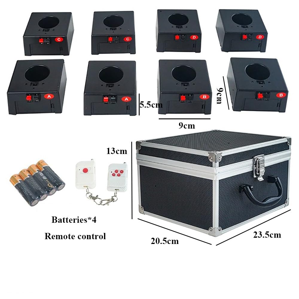 Macchina per Effetti Pirotecnici,Telecomando Senza Fili,con 8 Ricevitori per Fuochi D'artificio Freddi,Portata 10M,con 2 Telecomandi E 8 Basi,per Matrimoni,Palcoscenici,Concerti,8Pezzi,kit2