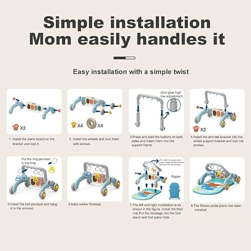 Miniatura 8 de Alfombrilla de juego para gimnasio para bebés, centro de actividades 2 en 1, tapete de juego para bebés y niños pequeños