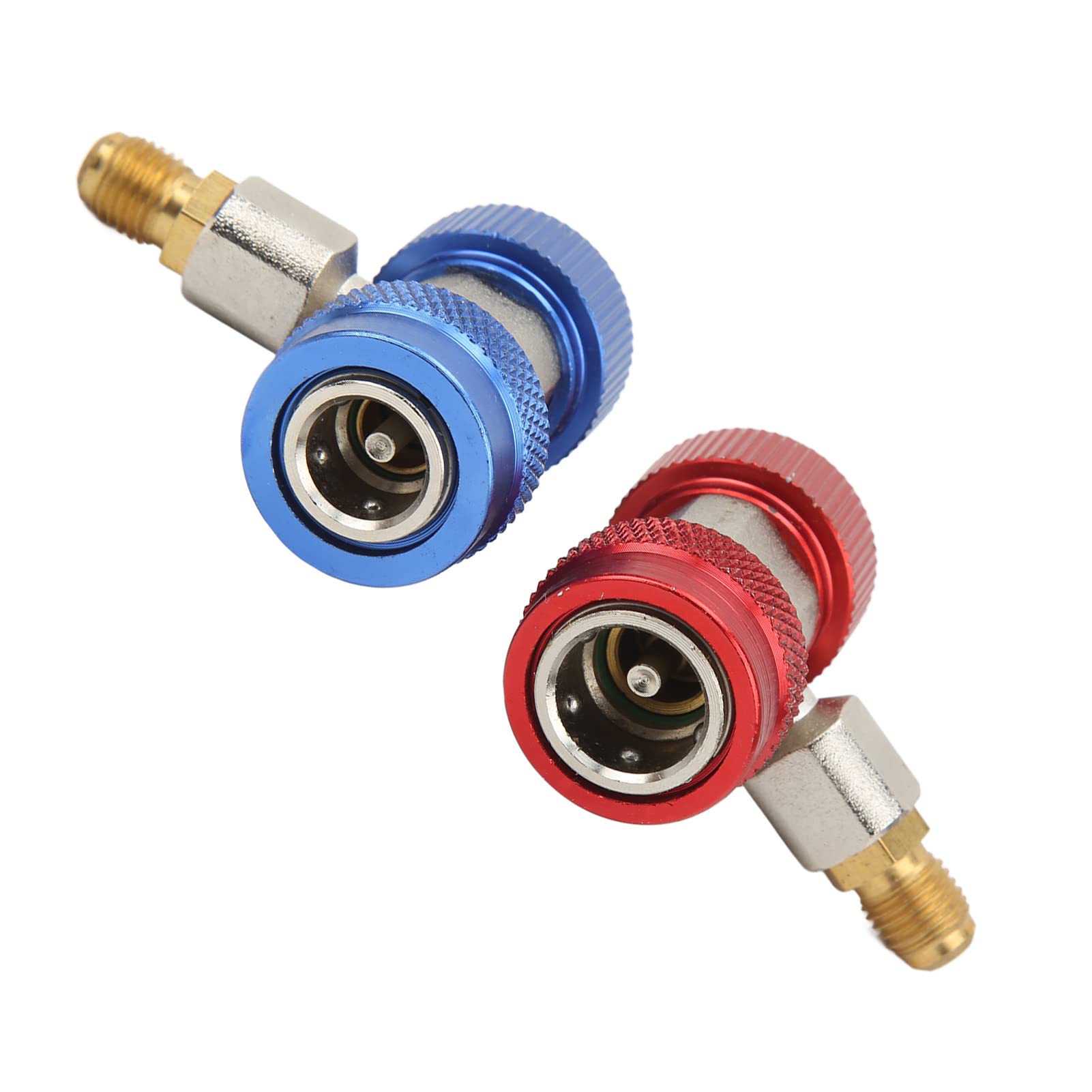 Ejoyous Acopladores Rápidos R134A Adaptadores de Juego de Manómetros de Colector de CA de Latón 1 4 Conectores Laterales Abocardados Macho de Alto y bajo Diseño de Conexión Rápida para Servicio de