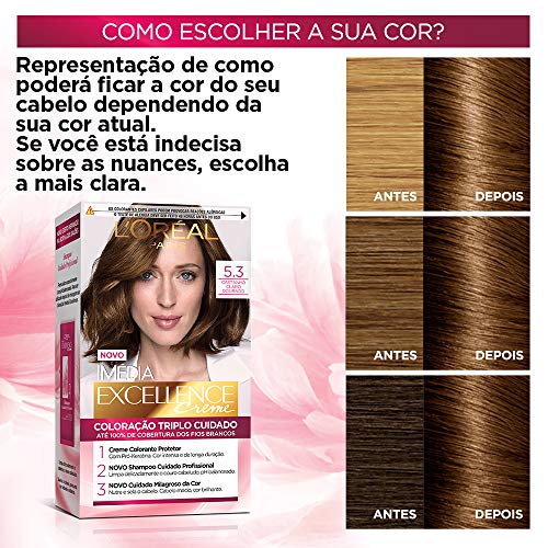 Coloração Imédia Excellence, L'Oréal Paris, Castanho Claro Dourado, Coloração Imédia