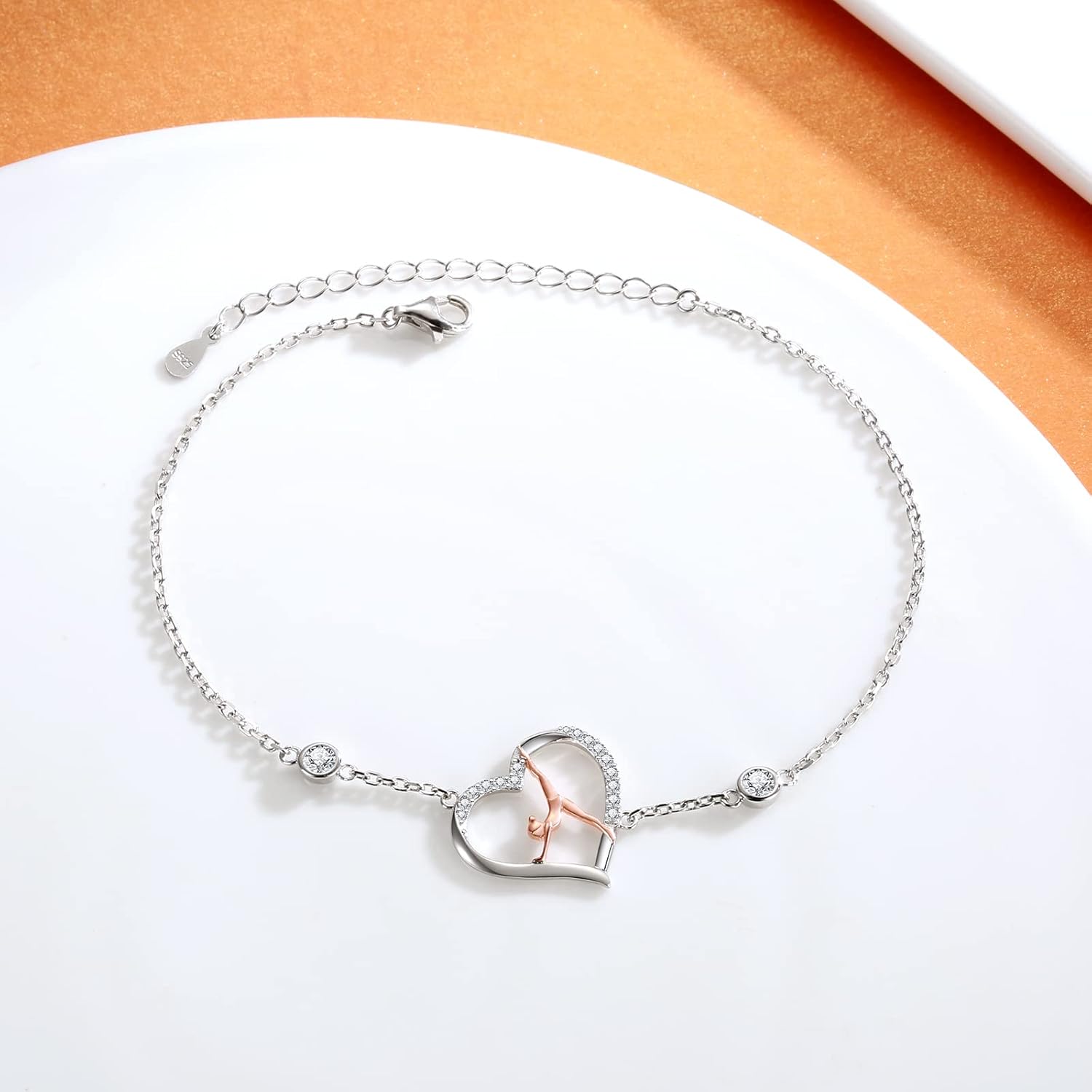 925 Sterling Silver Gymnastics Bracelet Gymnastics Gifts for Ballerina Gymnast Jewelry Birthday