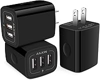 Vista 1 de AILKIN Cargador de pared USB de 3 unidades, adaptador de cargador triple, bloque de carga rápida, estación de cargador para el hogar, enchufe