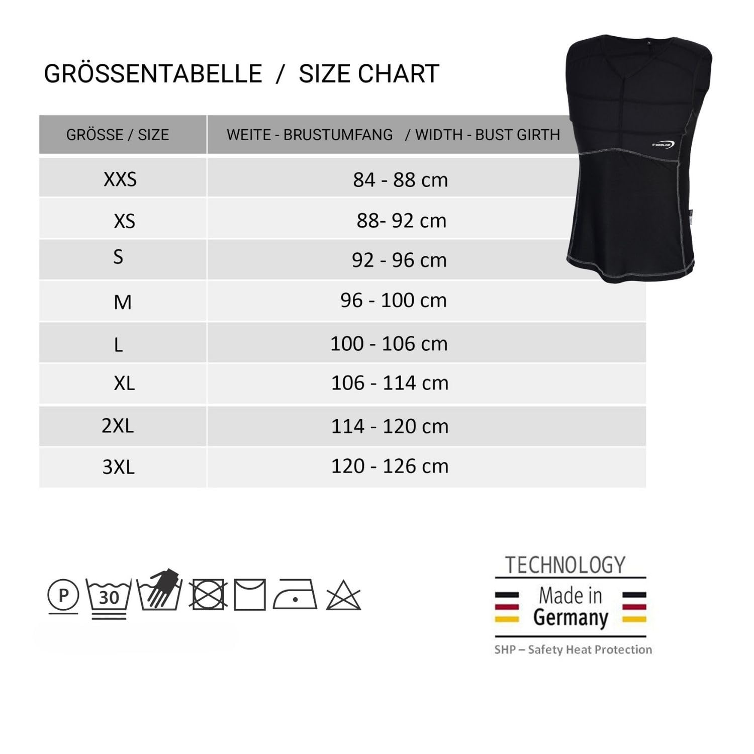 E.COOLINE Powercool SX3 camicia di raffreddamento senza maniche | camicia di raffreddamento per adulti | abbigliamento climatizzante - con protezione dei reni | lavabile