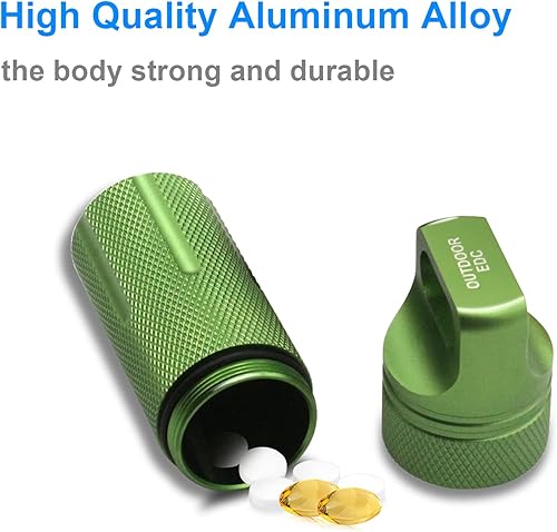 Miniatura 3 de SHD Pastillero EDC para exteriores, aleación de aluminio, contenedor de supervivencia de una sola cámara, estuche portátil impermeable para