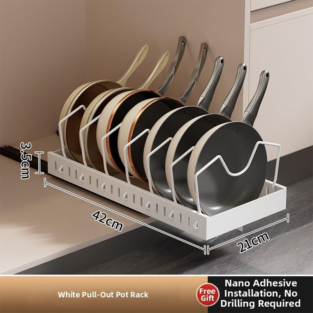 Scaffale scorrevole estraibile per mobili da cucina, progettato per contenere pentole, padelle, coperchi e set di piatti (B nero)