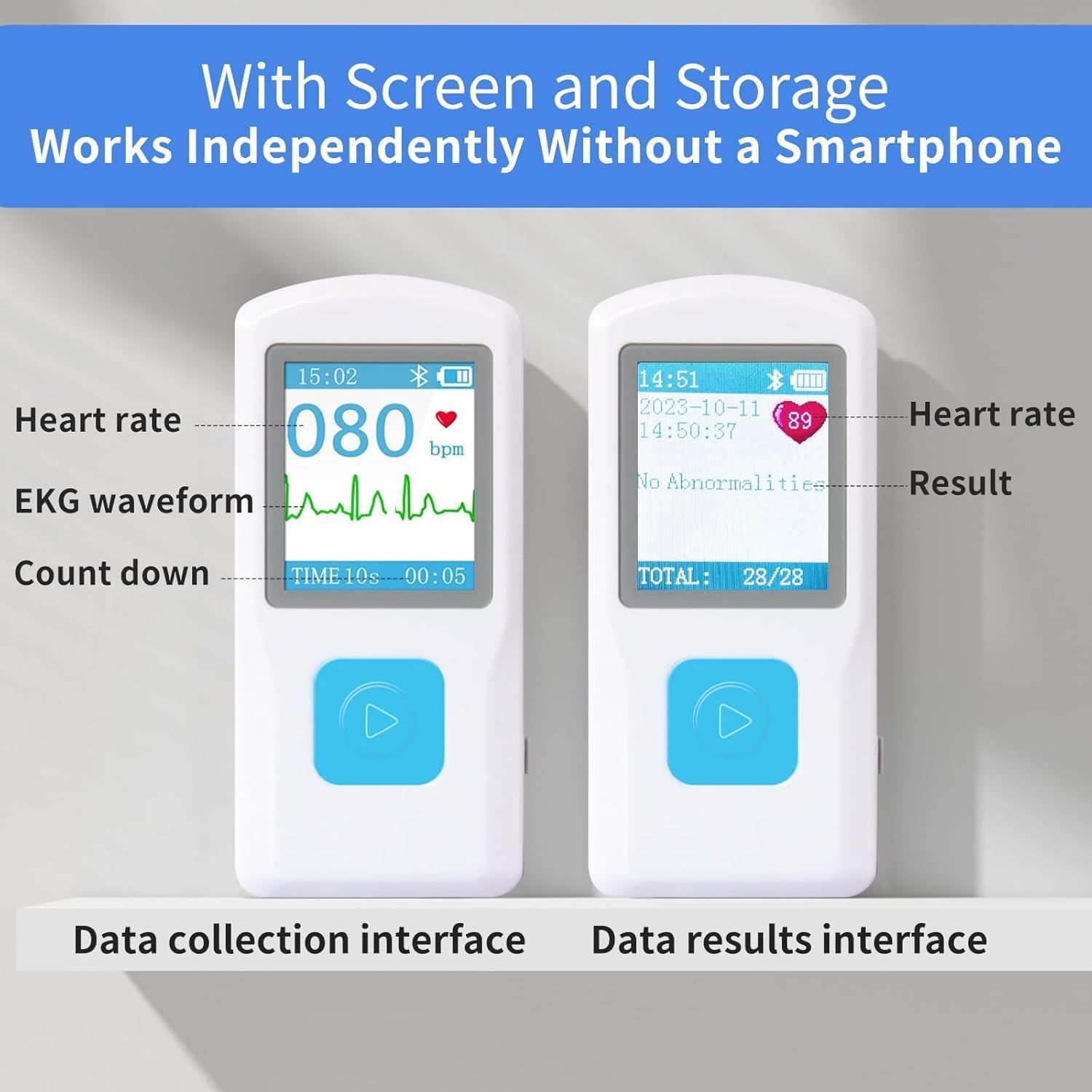 Monitor Personal De Frecuencia Cardíaca, Monitor Portátil De ECG, Alcanza Una Conclusión En 10 Segundos, Almacena 99 Datos, Con Pantalla LCD, Con Smartphone, 4 Métodos De Medición, Para El Hogar