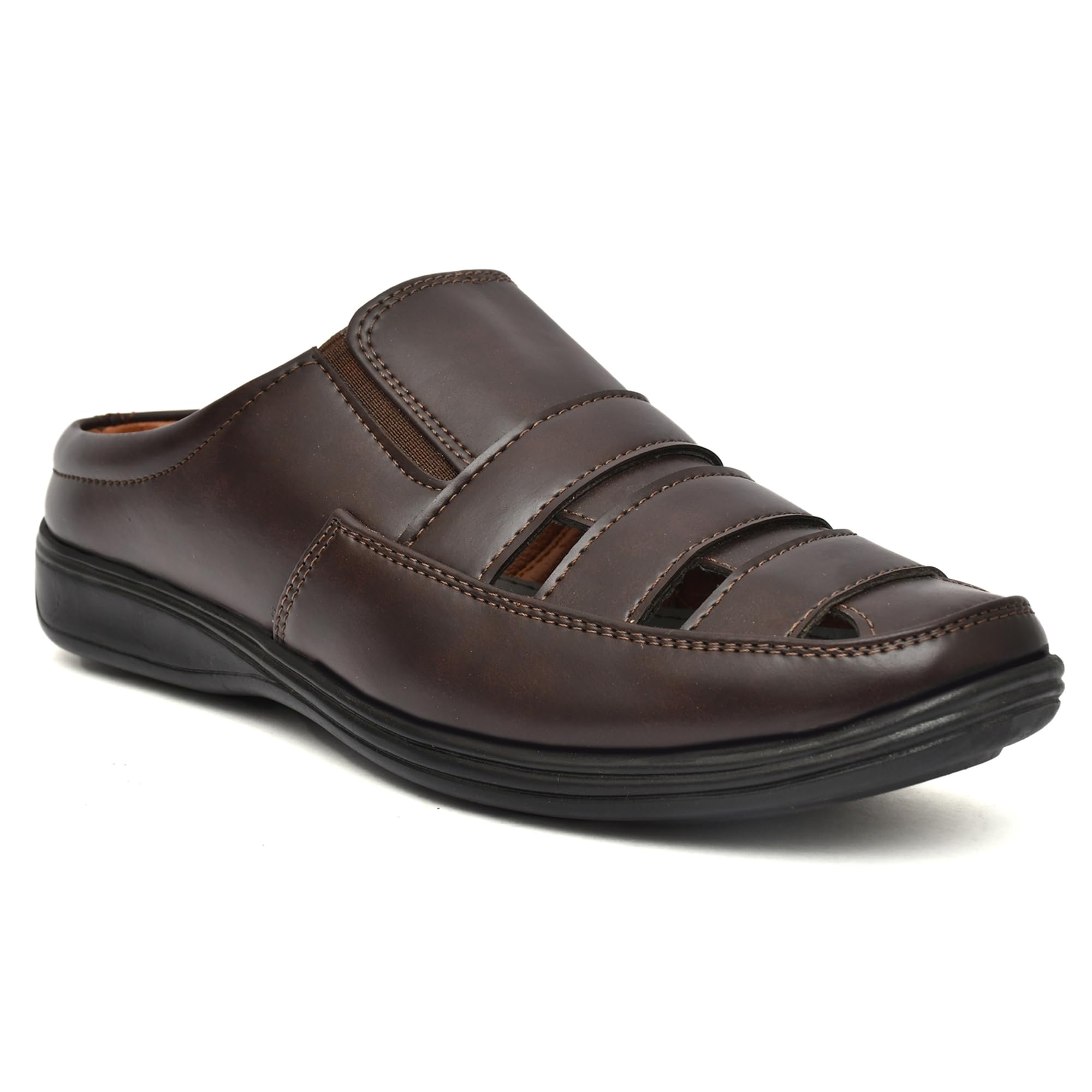 restroad Men's Synthtic Leather Slip-On Mule Sandals-picture-13