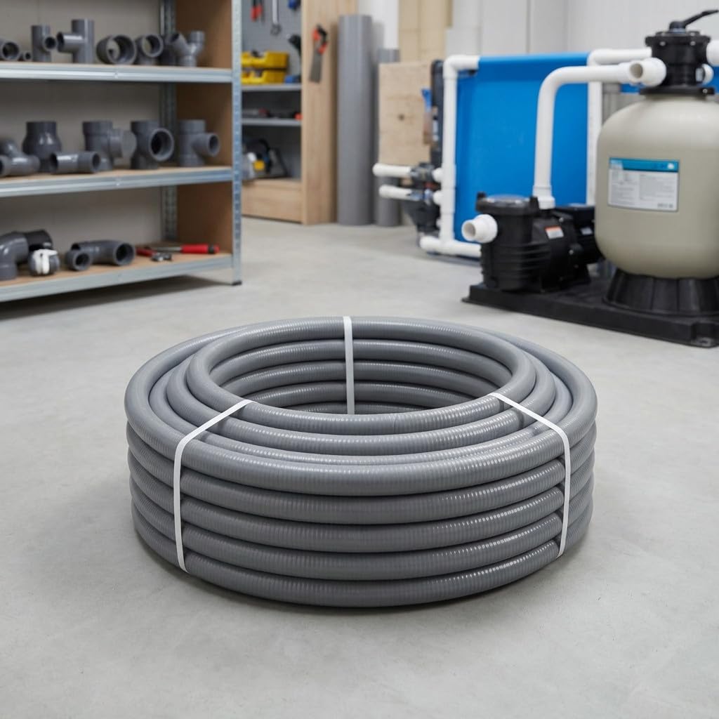 Suinga Tubería PVC Flexible hidrotubo Gris (40mm, 25 metros)