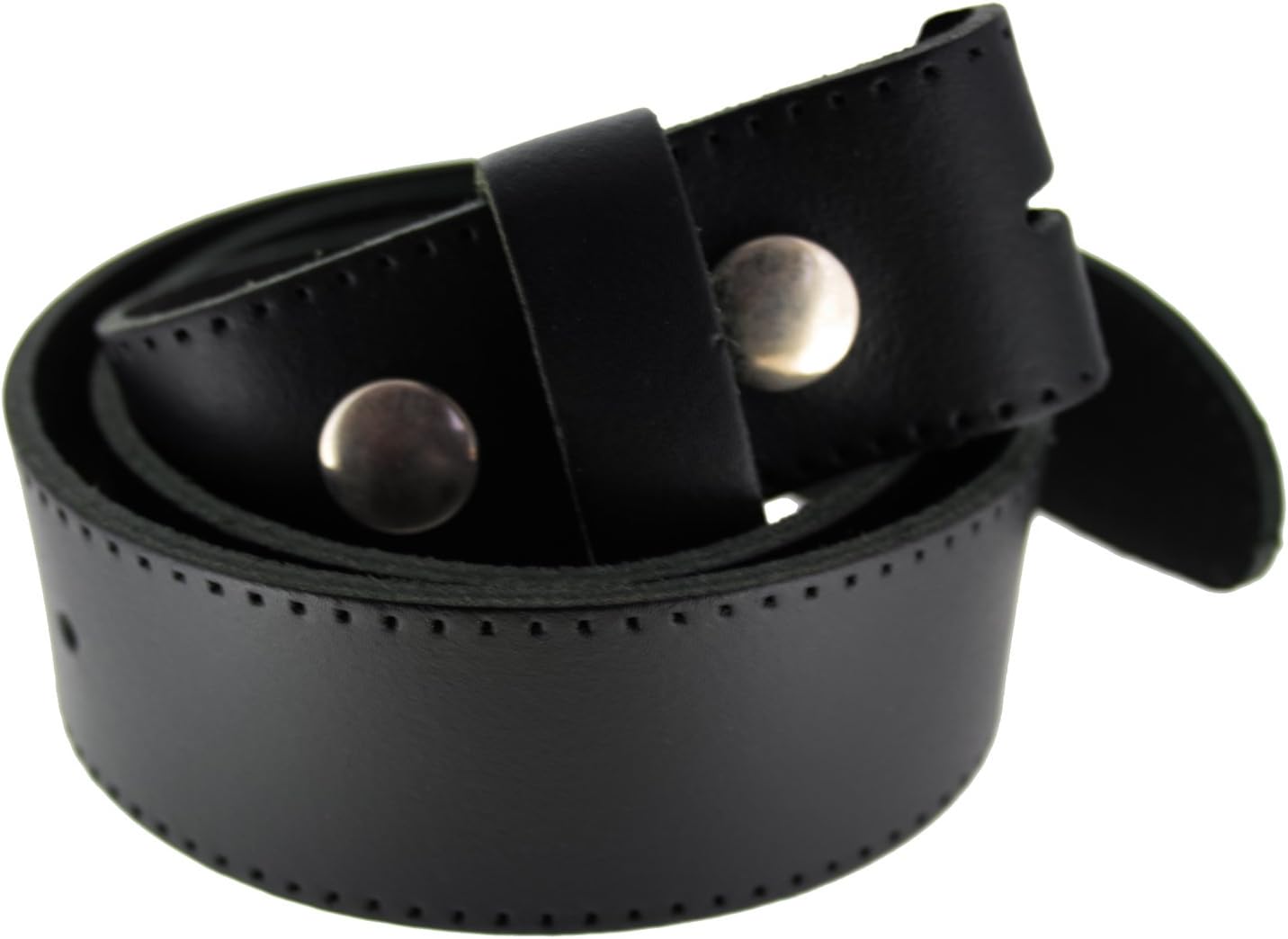 Leather Snap Fit Belt for Detachable Buckles (MED - Fits size approx 32" to 35", Black)