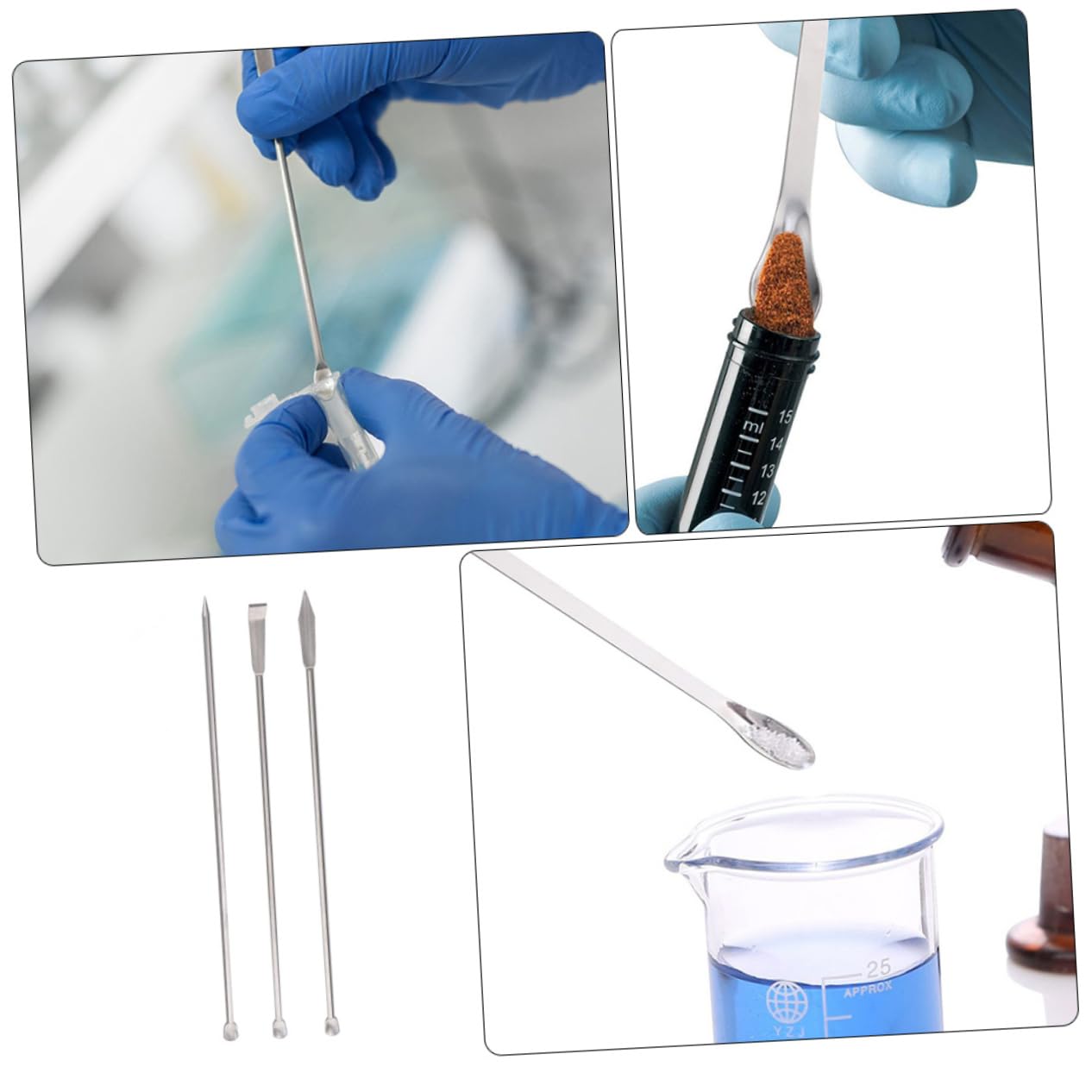 HOMOCONO 3pcs Stainless Steel Laboratory Sampling Micro Spatula Lab Spatula Lab Stirring Chemical Weighing Scoop Medicinal Ladle Experiment Tools Micro Scoop Silver
