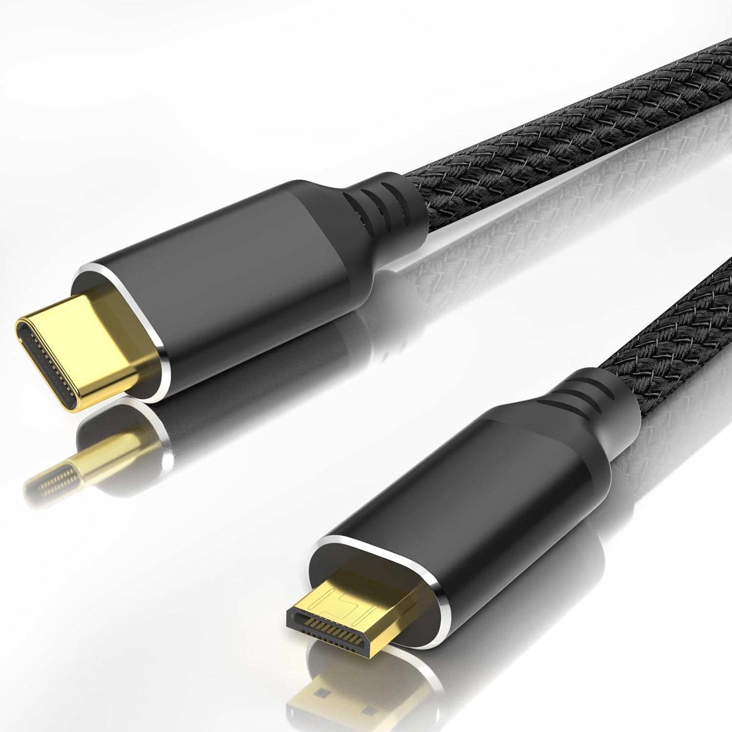 RUIZHI USB C to Micro HDMI Cable 10FT Nylon Braided, 4K@60Hz / 2K@120Hz USB-C to Micro HDMI for Portable displays, Tablets, Graphics Cards, mini projectors, NOT Bi-Directional