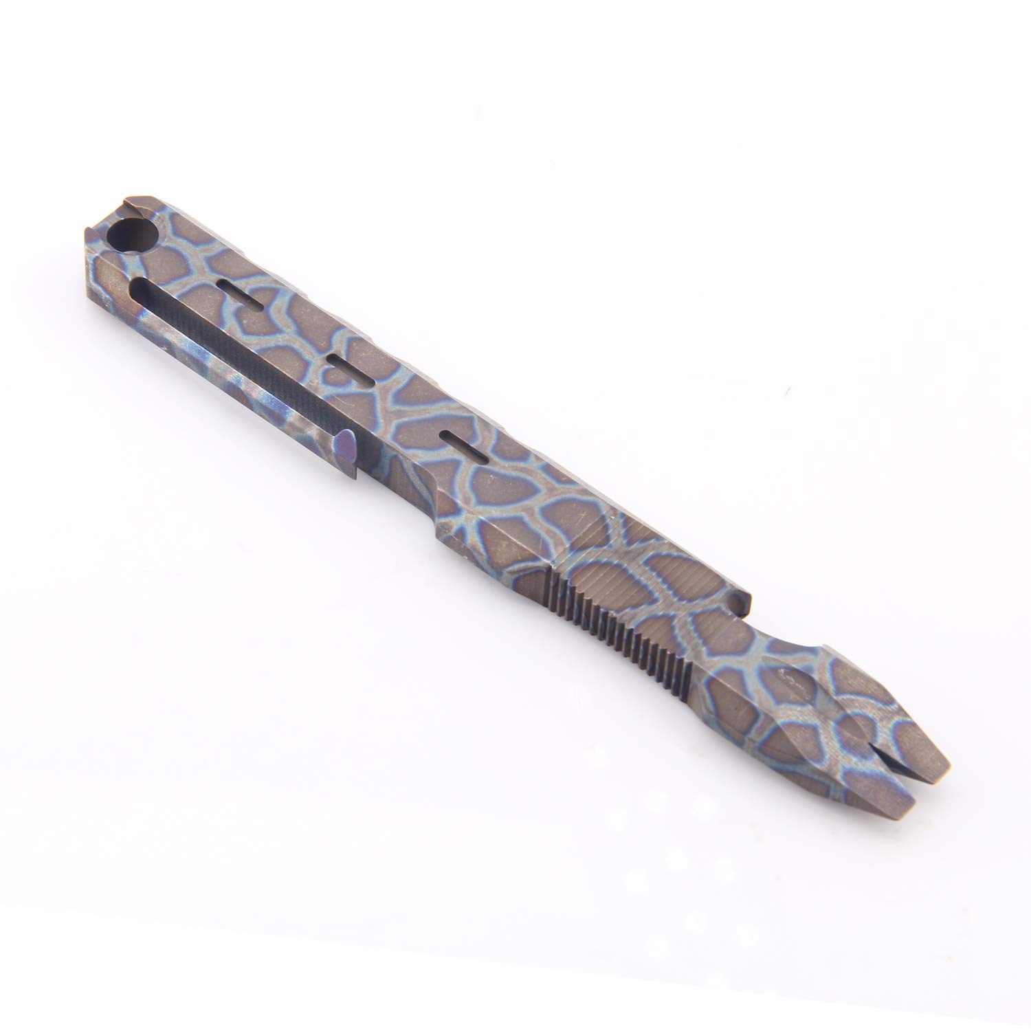 Hamans - Extractor de clavos de titanio para exteriores, con clip de bolsillo, gran resistencia, palanca EDC multifunción, herramienta de mano de Hamans (azul tostado)
