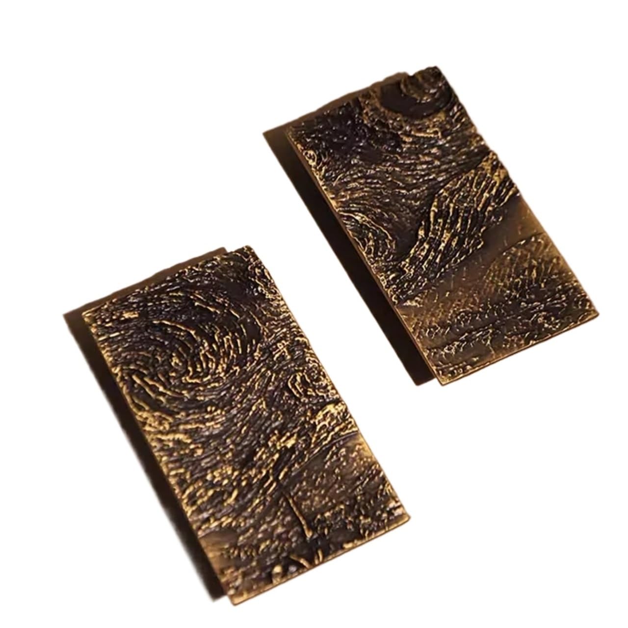 Yangshe Antique Brass Rectangle Cabinet Pulls Double Door Handles for Kitchen Cupboard Drawer
