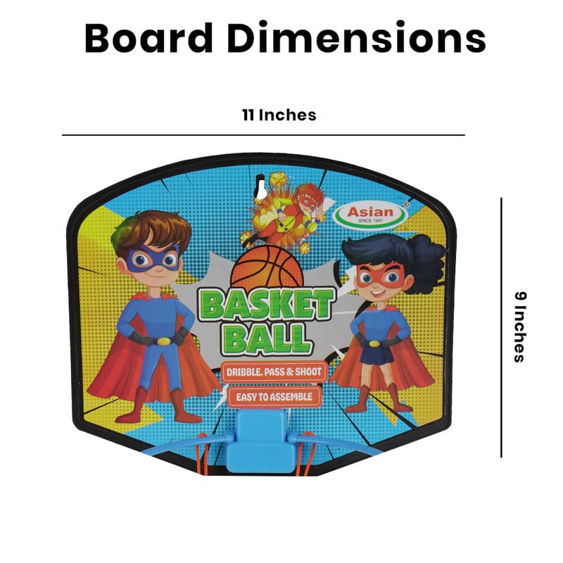 Image of Asian Portable Plastic Basketball with Hoop for Kids Multicolor (Super Hero Theme)