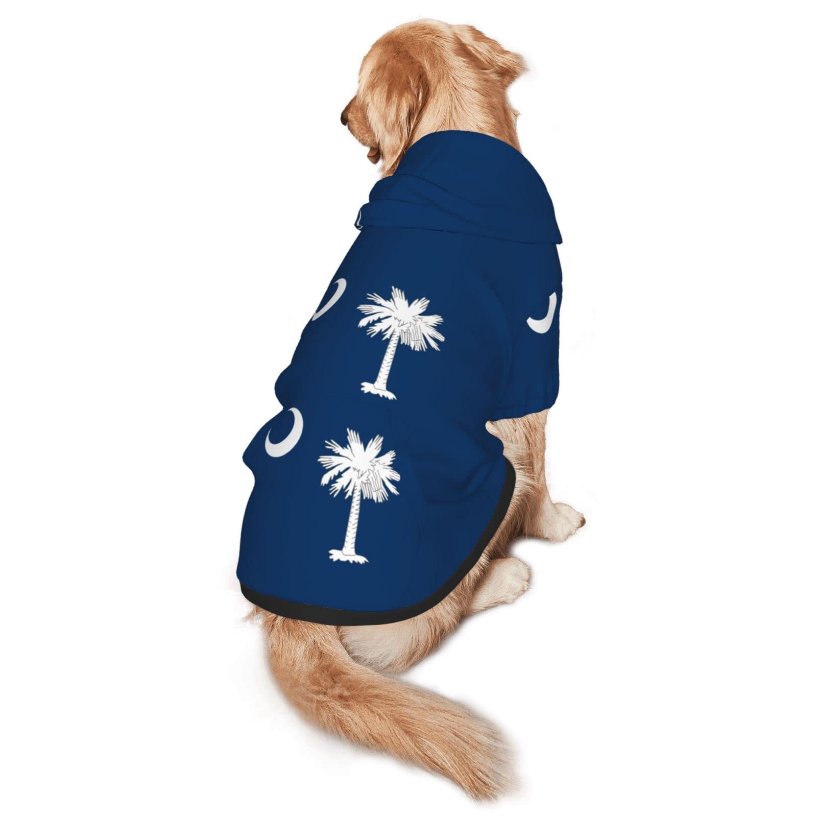 South Carolina Flag Dog Hoodie Sweaters with Pocket Hooded Clothes Apparel Costume for Medium Large Dogs