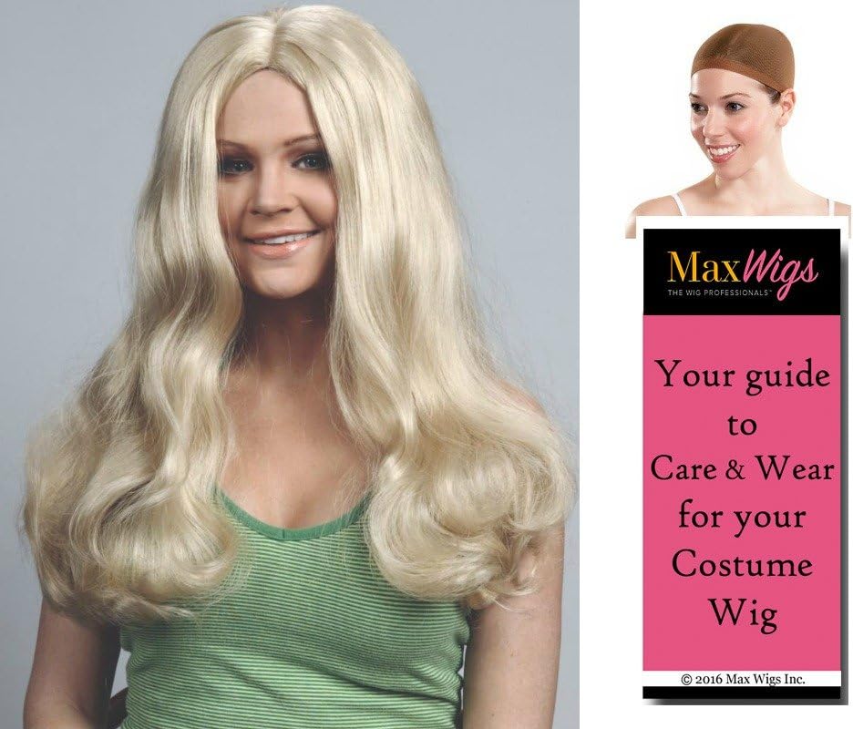 Cheryl Ladd color DARK BLONDE - Enigma Wigs Charlie Angel 70s Long Wavy Kris Munroe Tiegs Bundle with Cap, MaxWigs Costume Wig Care Guide