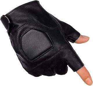 Herren Schwarz Leder Handschuhe Männer Halbfinger Rutschfest Im Chic Freien Reiten Auto Motorrad Handschuhe Donnerkeil