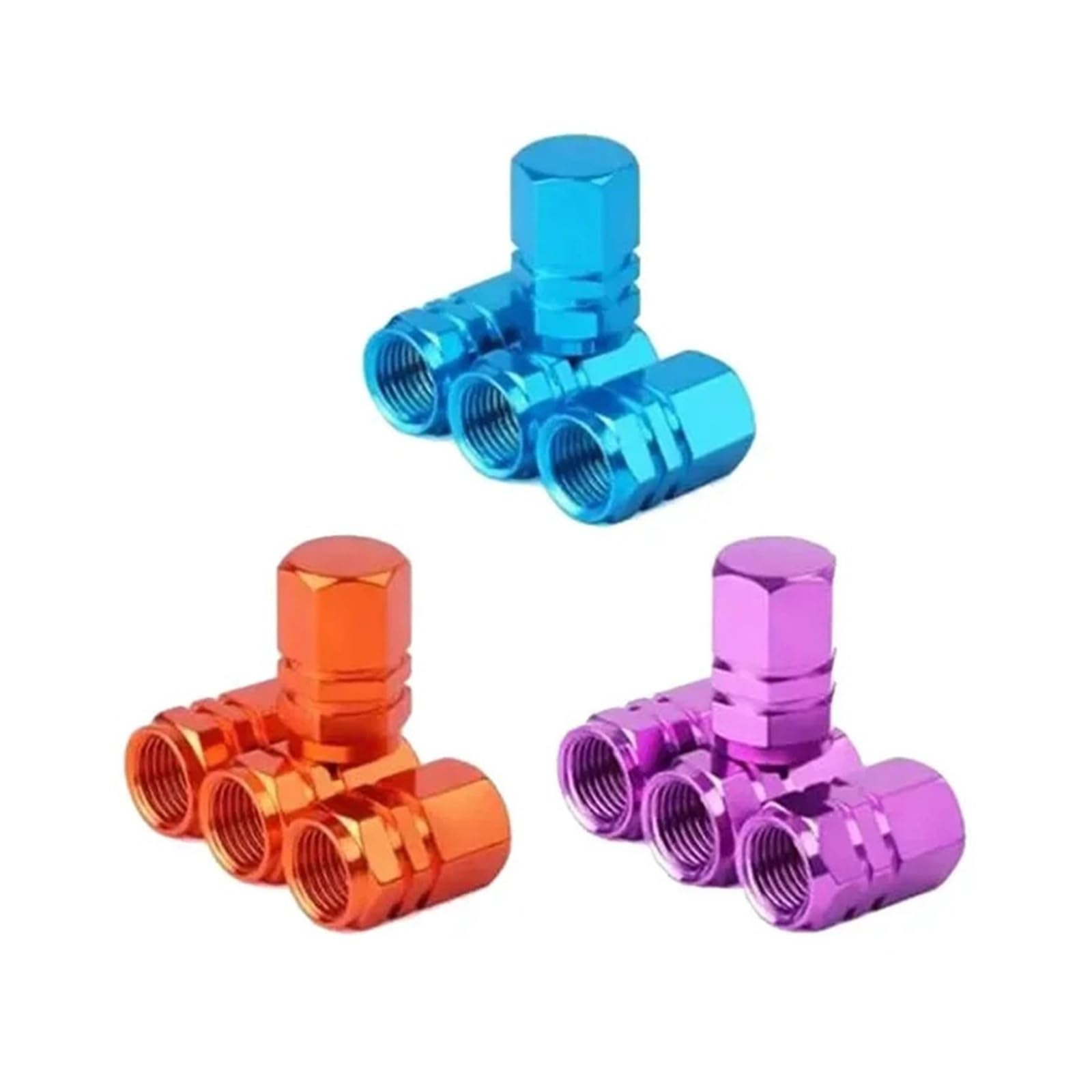 4/12Pcs Aluminum Valve Caps Dustproof for Car Motorcycle Bike(Silver)