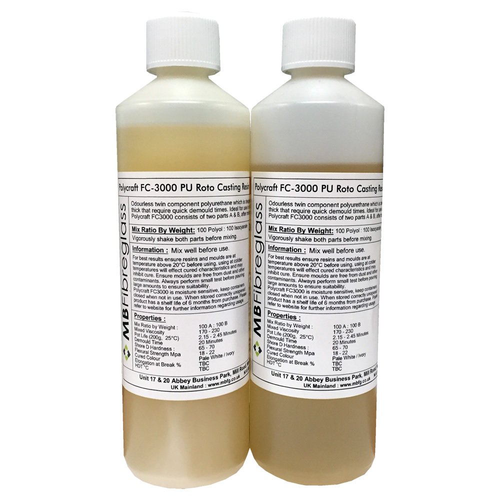 Polycraft ( Mb Fibreglass ) White Polycraft Fc 3000 Polyurethane Roto/Slush Casting Resin - 1Kg Kit (Fc3000)