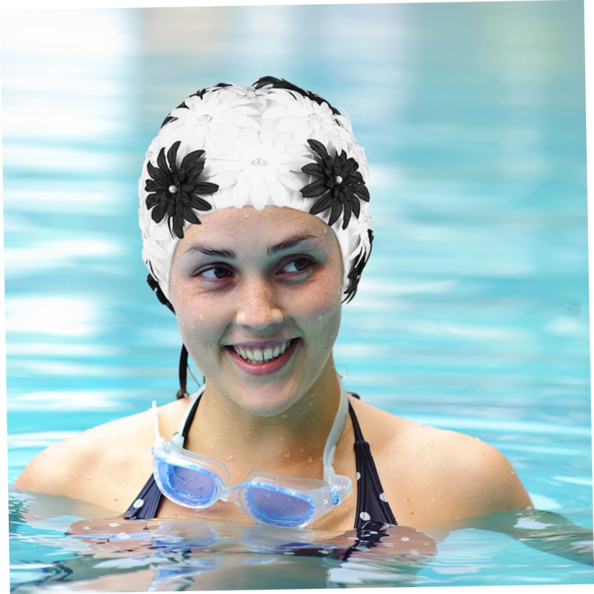 Gorro de Baño Flores Celebracion Verano 2piezas Brocado para Mujer Adulta | Ajuste Cómodo y Portátil, Protección para Natación, Reduce Fricción y Resistencia, Estilo Creativo
