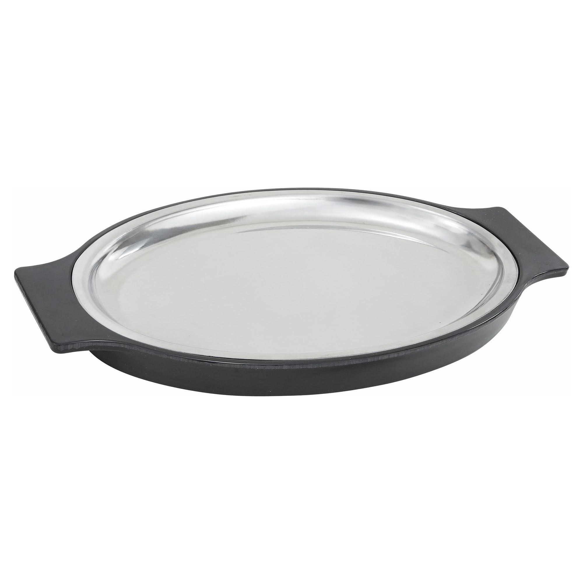 Plateau de service ovale en acier inoxydable 27,9 x 20,3 cm avec doublure