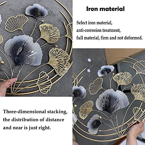 Kileli 3D Ginkgo Leaf Metal Wall Art Home Decor Decorative Metal Wall-Mounted Sculpture, Luxury Gifts For Living Room Bedroom Kitchen Decoration, 110 X 67Cm/43''*26.3'' #TOP5