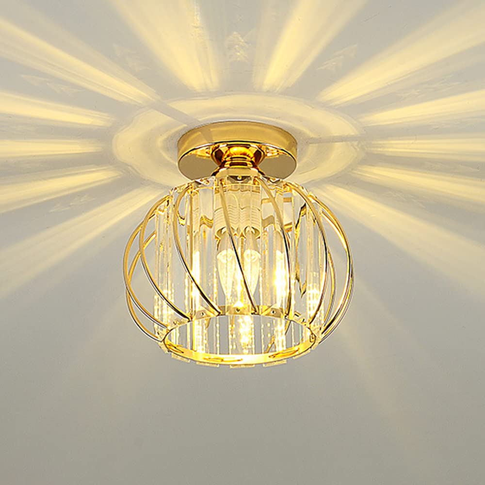 Mengjay Modern Crystal Ceiling Light Fixture- Industrial Mini Semi Flush Mount Ceiling Lighting LED Crystal Chandeliers Fitting for Kitchen Hallway Dining Rooms Living Room (A) — image 1