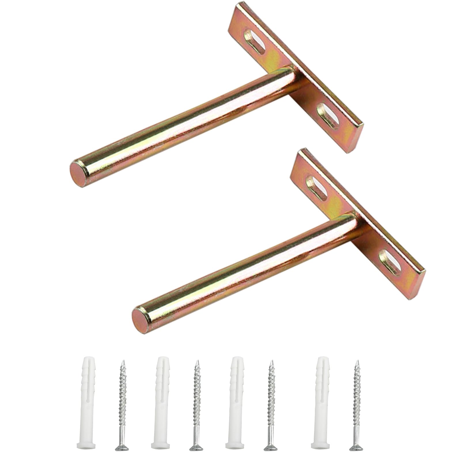 2PCS Floating Shelf Brackets,4inch T Shape Metal Brackets,Heavy Duty Hidden Shelf Brackets for Wall Mounted Decoration Cabinet Furniture Shelf Support with 4pcs Mounting Screws(5*60mm)