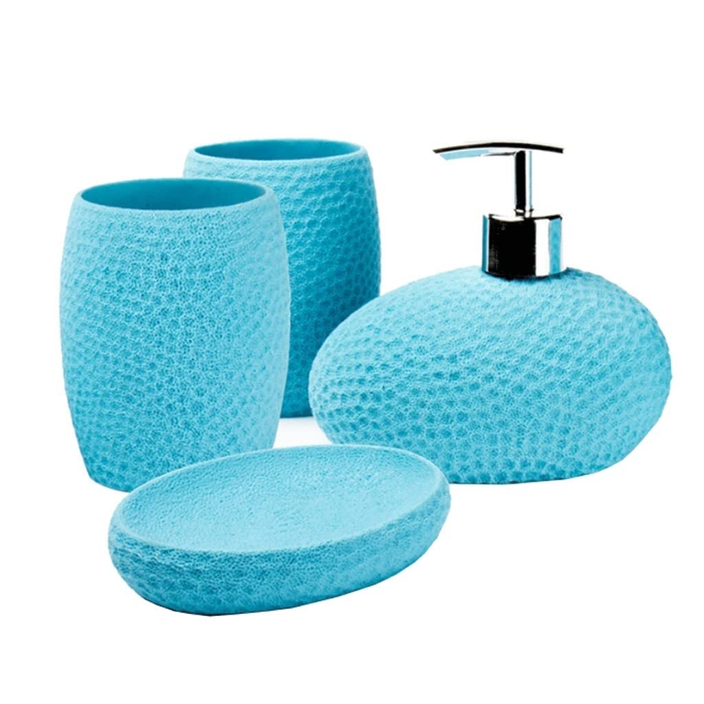 Dispensador de jabón, dispensador de loción de Resina para el hogar, Juego de 4 Piezas de Accesorios de baño, Linda Botella de Bomba de baño 50ml/15.2oz