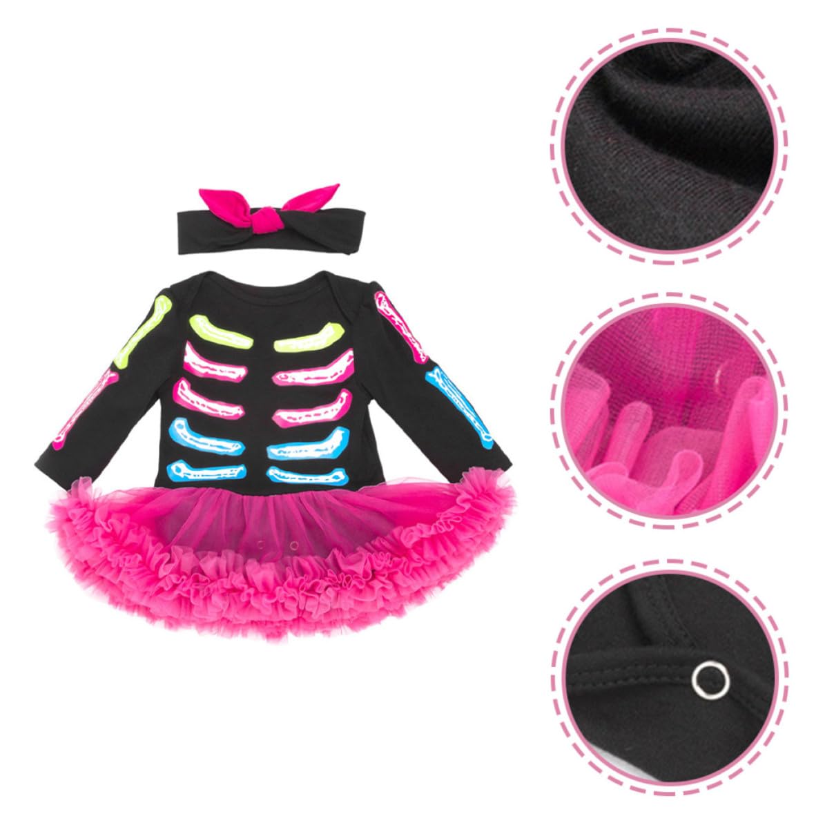 4 Set Pagliaccetto Gonna a Maniche Lunghe Halloween per Neonata 80