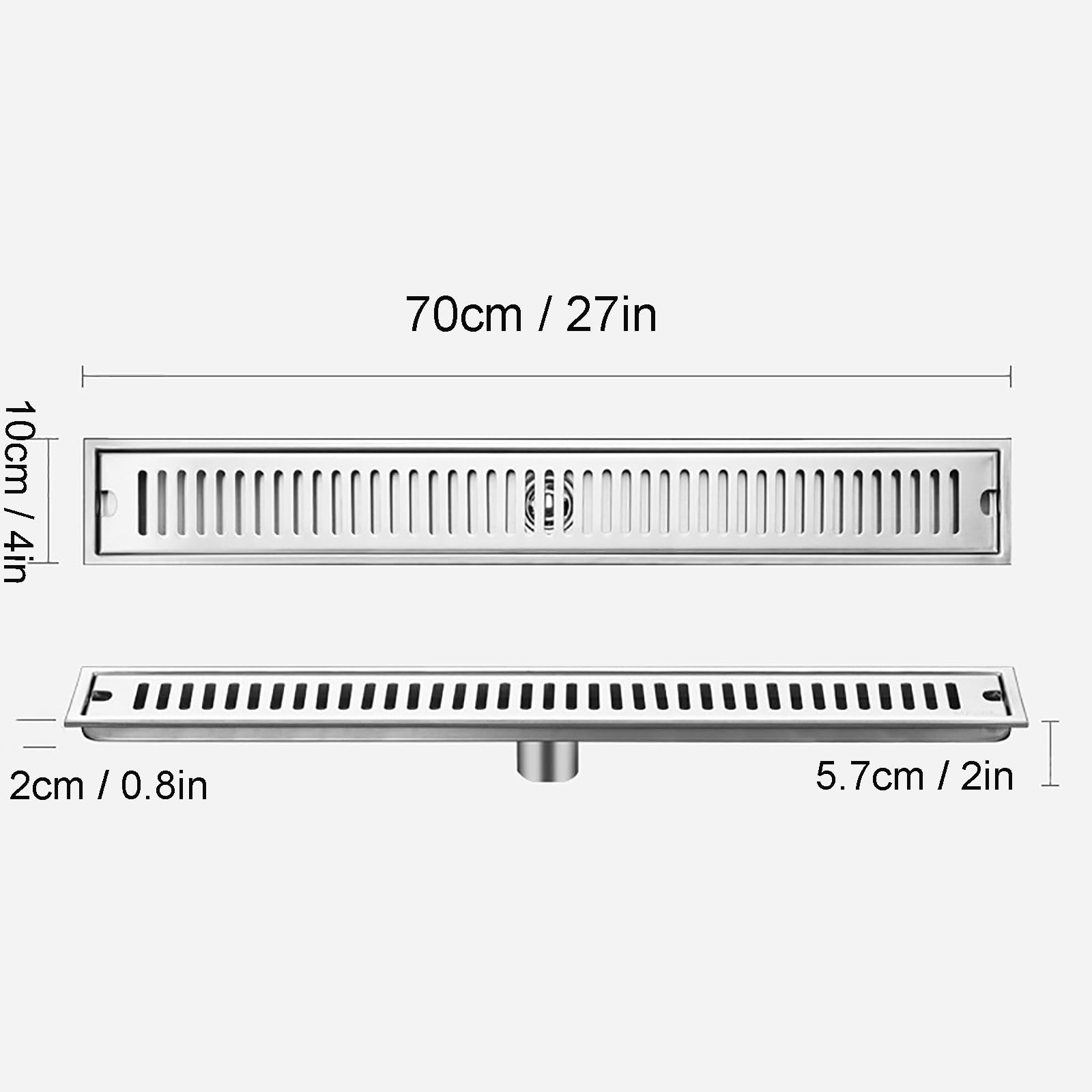 Rejilla de Desague para Ducha, Rejilla Plato Ducha de Acero Inoxidable, Apta para Baños, Balcones y Cocinas(70 cm/27 in)