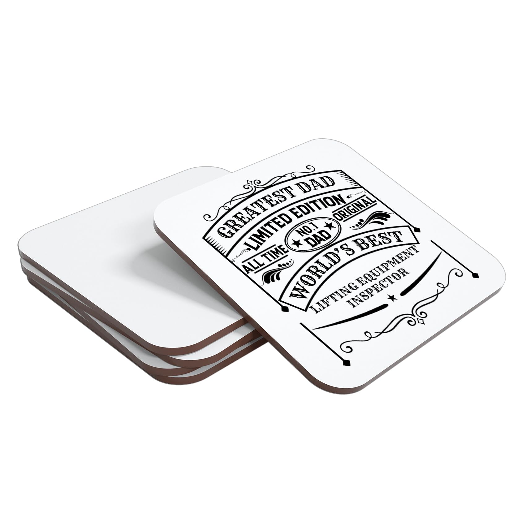 Greatest Dad Worlds Best Lifting Equipment Inspector Vintage Style Limited Edition Coaster Unique Fun Fathers Gift - Made in UK