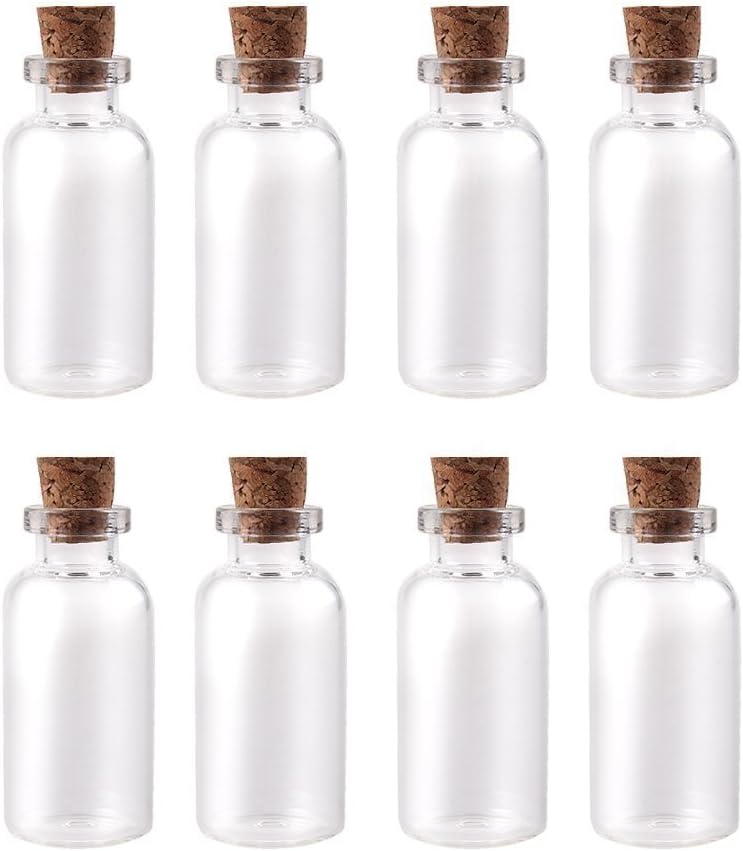 Package of 24 Small Mini Glass Jars with Cork Stoppers - Size: 1-1/2" Tall X 3/4 Inches Diameter
