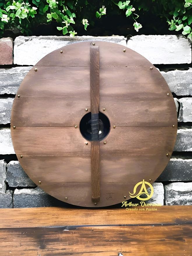Średniowieczna ręcznie wykonana Uhtred Last Kingdom autentyczna drewniana tarcza wikingów 61 cm, Jasne, 24 Inch