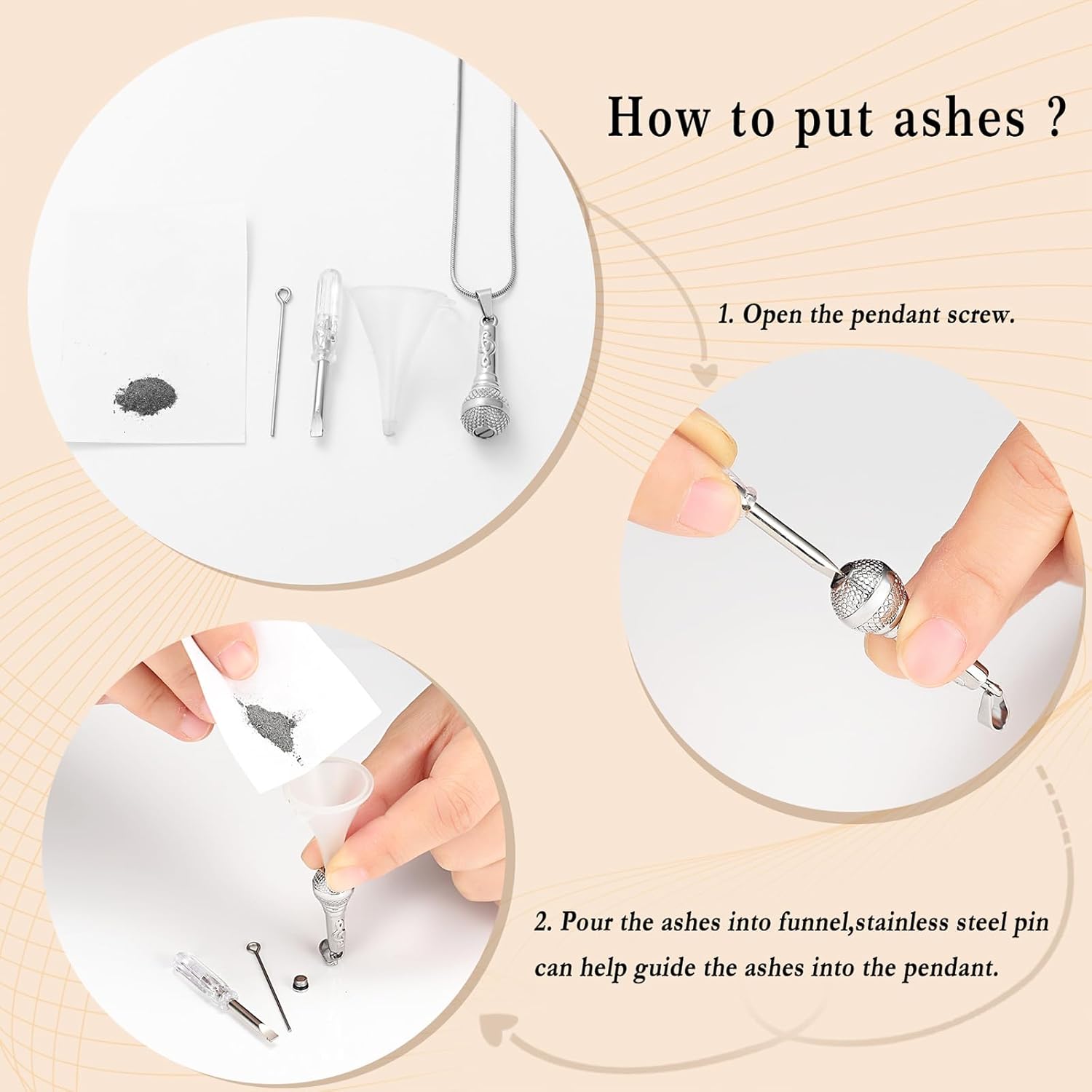 Microphone Cremation Jewelry for Ashes - Memorial Urn Necklace Ashes Holder Stainless Steel Keepsake Pendant Jewelry for Music Lover
