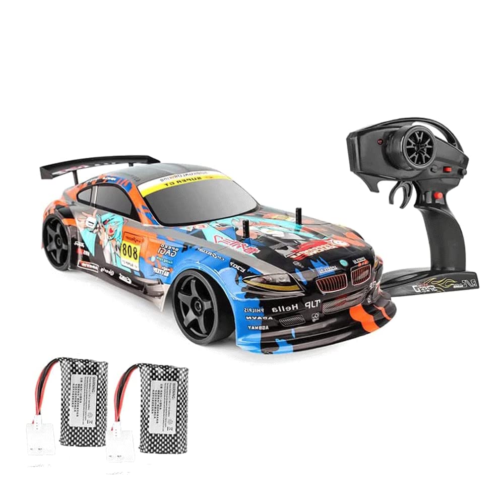 WOLWES Auto RC da Deriva ad Alta velocità da 70 km/h, Veicolo Fuoristrada telecomandato di Grandi Dimensioni da 2,4 GHz, Camion RC da Arrampicata Elettrico 4WD, Regalo di Compleanno per Bambini, 2 Bat