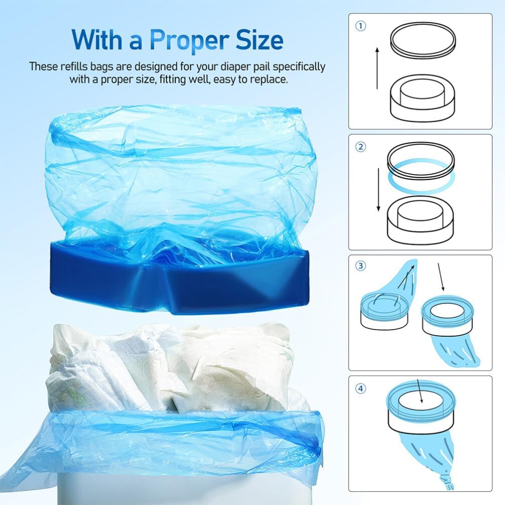Ciieeo 5rolls Pe Diaper Trash Bags Disposal Pouches for Diapers Creative Garbage Bags Convenient Home Use